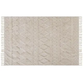 Beliani Kurzflor-Teppich Didim 200/140 cm , Beige , Textil , Grafikmuster , Rechteckig , 140x200 cm , Teppiche und Böden, Teppiche, Orientteppiche