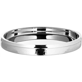 Tablett FINK "NASSAU, mit feiner Hammerschlagstruktur", silber (silberfarben), H:4cm Ø:32cm, Edelstahl, Tabletts, Tablett, gehämmert, Ø 32 cm