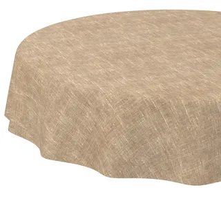 Tischdecke abwaschbar Tischtuch Tafeldecke Tischwäsche Leinen Baumwolle Leinenoptik Wasserdicht Pflegeleicht Fleckenschutz Rund 140cm Sand