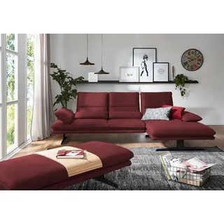 W.Schillig Ecksofa »broadway, Designsofa mit tollem Sitzkomfort« Sitztiefenverstellung, Kopfteil- - Seitenteilverstellung, Breite 291cm, rot