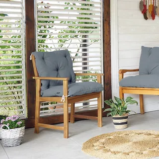 4L Textil Stuhlauflagen UV-beständig Sitzkissen Gartenstuhl Gartenstuhlauflagen Polsterauflage Sitzpolster wetterfest (50x70x50 cm, Dunkelgrau) - Dunkelgrau