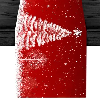 Tischläufer Weihnachten Roter Wald mit Hirschen 180x40cm – Winterliche Naturstimmung