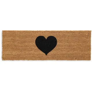 Relaxdays Fußmatte Kokos, Herz, 75 x 25 cm, Fußabtreter für innen & außen, rutschfeste Schmutzfangmatte, Natur/schwarz