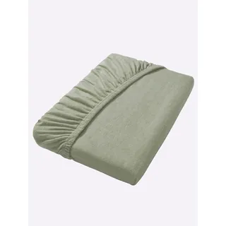 Spannbettlaken IRISETTE Gr. 2, grün (salbei), B/L: 160cm x 200cm, 1 Stk., Frottee, 25cm, Frottee, 75% Baumwolle, 25% Polyester, Bettlaken, Spannbettlaken