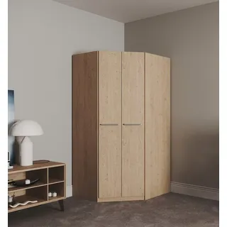 Eckkleiderschrank PRIESS "Barcelona Kleiderschrank Ecklösung Raumwunder", braun (edelbuchefarben), B:95cm H:193cm T:95cm, Holzwerkstoff, Schränke, Eckkleiderschrank, in 2 Tiefen Schrank Eckschrank Garderobe