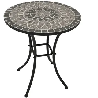 Bistrotisch SIENA 60cm rund, Eisen schwarz und Mosaik grau