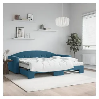vidaXL Tagesbett Ausziehbar mit Matratzen Blau 90x200 cm Samt
