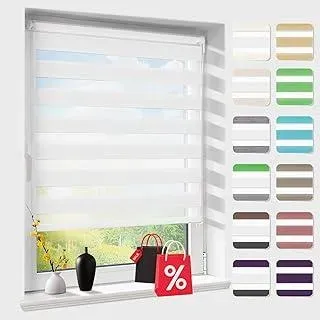 Doppelrollo klemmfix ohne Bohren, Duo Rollos für Fenster & Tür mit Bohren, Version 2026 Weiß B40 x H150cm (Stoffbreite 40 cm), Fensterrollo lichtdurchlässig & verdunkelnd, Klemmrollo Sonnenschutz