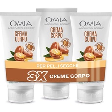 Omia, Eco Bio Körpercreme mit Marokko-Arganöl, für trockene, nährende und samtige Haut, silikonfrei, dermatologisch getestet - 3 Flaschen à 200 ml - Exklusives Amazon