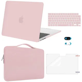 MOSISO Kompatibel mit MacBook Air 13 Zoll Hülle 2025 2024-2022 M4 A3240 M3 A3113 M2 A2681, Hartschale für MacBook Air 13,6 Zoll&Laptoptasche&Tastaturschutz&Webcamabdeckung&Displayschutz, Babyrosa