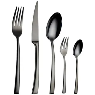Echtwerk Besteckset , Schwarz Hochglanz , Metall , 30-teilig , 35.5x25.5x5 cm , rostfrei, lebensmittelecht , Besteck, Besteck-Sets