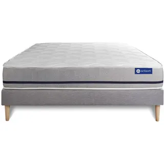 Actiflex soft matratze 140x220cm + Bettgestell mit lattenrost - Dicke : 20cm - Taschenfederkern- H3 - Grau