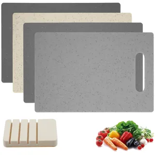 GEEKHOM Schneidebrett Set 4er Pack aus Kunststoff, Rutschfeste Schneidebretter mit Granit-Optik Küchen Gadgets für Schneiden und Schneiden von Gemüse, Obst, Fleisch, Käse, Spülmaschinenfest