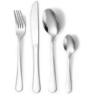 LAGUIOLE, 24-teiliges Besteckset aus Edelstahl 430, elegantes und modernes Design, 6 Messer, 6 Gabeln, 6 Löffel, 6 Dessertlöffel, glänzende Oberfläche, Größe: 24 Teile, Silber