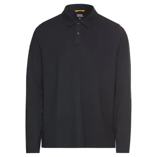 Langarm-Poloshirt CAMEL ACTIVE, Herren, Gr. M, blau (dunkelblau), Obermaterial: 58% Baumwolle, 39% Polyester, 3% Elasthan, unifarben, regular fit taillenbedeckt, Shirts Langarm-Poloshirt, mit Logo Stickerei