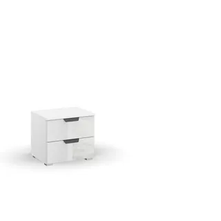 Rauch Möbel Nachtkästchen , Weiß, Weiß Hochglanz , Metall , 2 Schubladen , 47x43x42 cm , Blauer Engel, Goldenes M, Made in Germany , Schlafzimmer, Nachtkästchen