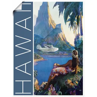 Artland Poster "Hawaii Vintage Reiseplakat" Amerika 1 Stk. tlg. ohne Rahmen, farbe bild(er): blau