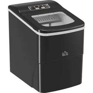 Homcom Eiswürfelmaschine, Ice Maker 9 Eiswürfel in 8 Min., 12kg/24h, Eiswürfelbereiter mit 2L Wassertank, Selbstreinigungsfunktion, Schwarz