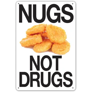 HomDeo Weinkeller-Poster, Garage, Blechschild, Nugs Not Drugs, Wanddekoration, Kunst, Zimmer, Geschäft, Metallschilder, 20,3 x 30,5 cm
