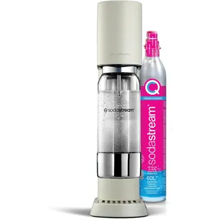 Sodastream ensō Sprudelwassermaschine sandweiß + 1 Flasche 1 l + Gasnachfüller 60 l