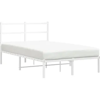 vidaXL Bettgestell mit Kopfteil Metall Weiß 120x200 cm - Weiß