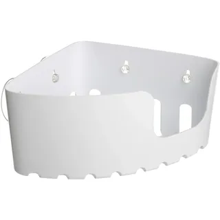 TATAY Duschregal Ohne Bohren Ecke | Mit Saugnäpfen | Tragkraft 2 kg | Polypropylen Feuchtigkeitsbeständig | Eckformat | 20 x 20 x 11 cm – Modell Standard – Weiß