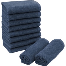 ZOLLNER 10er Set Seiftücher in 30x30 cm - saugstarke und weiche Waschlappen in dunkelblau - mit praktischem Aufhänger - waschbar bis 60°C - Baumwolle - Hotelqualität