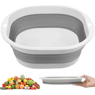 miaomiao Faltbare Waschschüssel, 3,5L Tragbares Spülschüssel Faltbar, 25cm Faltschüssel Camping, Mehrzweck Camping Waschbecken, Aufbewahrungsbehälter für Hause Küche Camping (Grau)