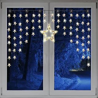 LED Lichterkette Sterne Lichterschlauch Lichtschlauch Weihnachten Sternenvorhang - Transparent