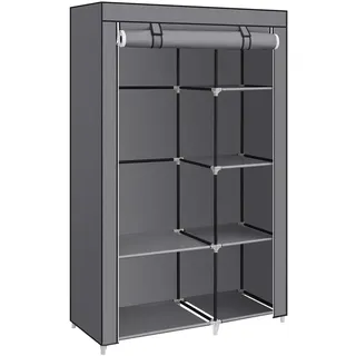 In And OutdoorMatch Kleiderschrank Laverne - Kleiderschrankorganizer - Faltbarer Kleiderschrank aus Stoff - Schlafzimmer - Kleiderständer - 45x105x168 cm - Schwarz