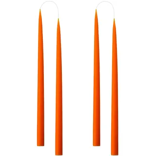 Kunstindustrien® Stabkerzen, Hergestellt in Dänemark, 42 Farben verfügbar, Tafelkerzen, Durchgefärbte Kerzen lange Brenndauer von 15 Stunden, Kerzen Set Geschenk, 4 Stück, 2,2 x 35 cm (Orange)