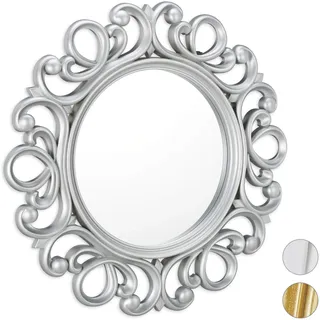 Relaxdays Wandspiegel rund 50 x 50 cm Silber