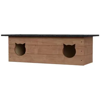 QLS Katzenhaus 110x40 cm Katzenhütte Höhle draußen wetterfest Holz 8581