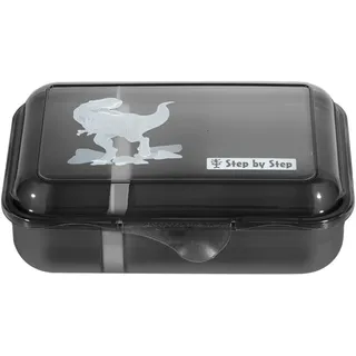 Step by Step Lunchbox „Wild T-Rex Taro“, mit Trennwand und Klickverschluss, spülmaschinenfest, BPA-frei, für Schule und Kindergarten, 0,9L, schwarz