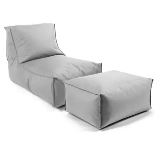 Mokebo Sitzsack mit Hocker Der Sundowner , Grau , Textil , 60x65x95 cm , Oeko-Tex® , Gartenmöbel, Gartensessel, Outdoor-Sitzsäcke