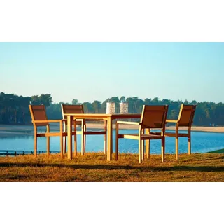 Traditional Teak Set Theodora, Kate II - Das Set besteht aus: 1 x Tisch Theodora, 4 x bzw. 6 x Stapelsessel Kate + Sch...