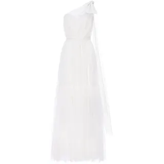 Swing Fashion Women's Ingrid Hochzeitskleid | Elegantes Abendkleid | Ballkleid Hochzeit | Chiffonkleid Lang | Brautjungfernkleid | Cocktailkleid | Maxikleid | EIN Schulter Kleid | Weiß | 40 (L)