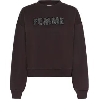 Sweatshirt KAFFE "Sweatshirt KAlise", Damen, Gr. M, braun (schwarz coffee), Obermaterial: 50% Baumwolle CO. 50% Polyester PES., Sweatshirts Sweatshirt