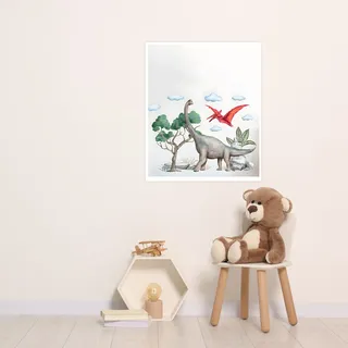 Lüttenhütt Bild mit Rahmen »oder Poster, Dinosaurier« Baum   Dinosaurier   Fantasy   Tiere 1 Stk. tlg. HD Premium Druck, bunt