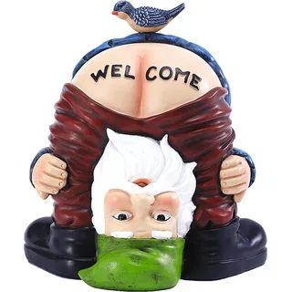 Frecher Gartenzwerg Statue Lustige Cartoon Willkommen Zwerg Harz Handwerk Figur Ornament Für Innen Und Außen Garten Dekor