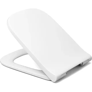 Toilettensitz kompatibel mit GEBERIT SMYLE SQUARE WC-Sitz, schmales D mit Absenkautomatik, Quick Release, weiß, Soft Close - Weiß
