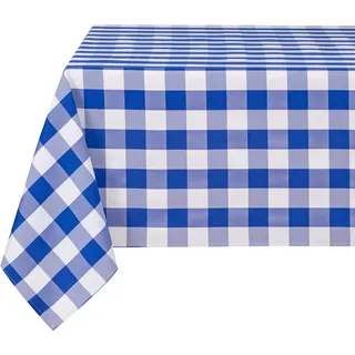 DWCN Karierte Tischdecke 150x300cm Tischdecke Outdoor Tischdecke Abwaschbar Wetterfest Fleckschutz Wasserdicht Tischdecke für Draußen Picknick Esszimmer Garten Party Hochzeiten, Blau und Weiß