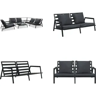 vidaXL 5 tlg. Garten Lounge Set mit Auflagen Aluminium Dunkelgrau - Gartensofa - Gartensofas - Garten Lounge - Garten Lounges - Grau