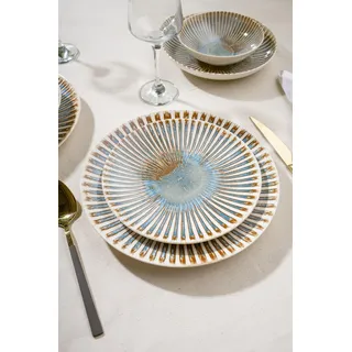 Elegant 24-Piece Dinner Set, 100% Porcelain | Includes Service Plates, Bowls & Dessert Plates | Dishwasher & Microwave Safe | Perfect for Any Occasion