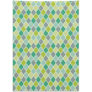 Abakuhaus Teal Wandteppich, Vibrant Trellis Quatrefoil aus Weiches Mikrofaser Stoff Kein Verblassen Klare Farben Waschbar, 110 x 150 cm, Mehrfarbig