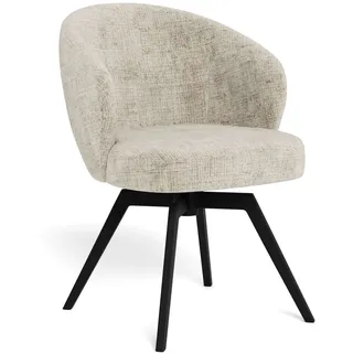 Esszimmerstuhl ACTONA GROUP "Polsterstuhl", beige, matt schwarz, B:58,5cm H:80cm T:60cm, Stoff, Stühle, Esszimmerstuhl, Stuhl, Stoff, Armlehnen, mit Dreh- & Rückführfunktion, FSCTM