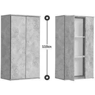 mokebo Mehrzweckschrank Der Schlanke , Grau , Holzwerkstoff , 2 Fächer , 60x110x34 cm , Waschküche, Mehrzweckschränke