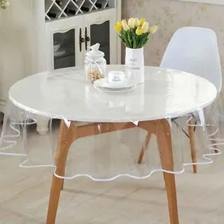 A2ZWORLD Tischdecke aus PVC, transparent, laminierte Tischdecke, wasserdicht, rechteckig oder rund, Schutzfolie aus PVC abwaschbar (rund Durchmesser 140 cm)