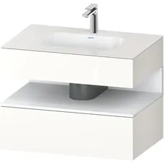 Duravit Qatego Einbauwaschtisch mit Konsolenwaschtischunterbau, 800x550x600mm, Nische Weiß Matt, QA4785018, Farbe: Weiß Hochglanz/mit Nischenbeleuchtung