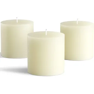 Melt Candle Co. Stumpenkerzen Weiß (3er Set) - Duftneutrale Rustikale Kerzen für Haushalt, Feiern, Deko - Raucharm - 7,5cm Hoch, 7,5cm Durchmesser - Brenndauer 30 Std.